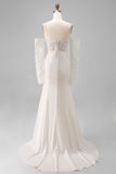 Sweetheart Mermaid Appliqued Satin Wedding Dress with Court Train (Without Golves)