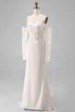 Sweetheart Mermaid Appliqued Satin Wedding Dress with Court Train (Without Golves)
