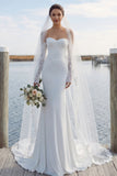 Sweetheart Mermaid Appliqued Satin Wedding Dress with Court Train (Without Golves)