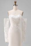Sweetheart Mermaid Appliqued Satin Wedding Dress with Court Train (Without Golves)