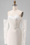 Sweetheart Mermaid Appliqued Satin Wedding Dress with Court Train (Without Golves)