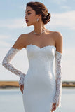 Sweetheart Mermaid Appliqued Satin Wedding Dress with Court Train (Without Golves)