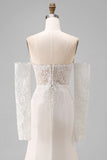 Sweetheart Mermaid Appliqued Satin Wedding Dress with Court Train (Without Golves)