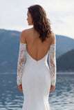 Strapless Ivory Mermaid Lace Long Wedding Dress with Court Train (Without Golves)
