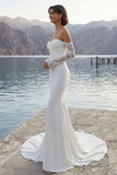 Strapless Mermaid Ruched Long Wedding Dress with Sweep Train (Without Gloves)