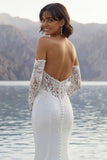 Strapless Mermaid Ruched Long Wedding Dress with Sweep Train (Without Gloves)
