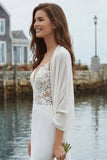 Mermaid Appliqued Ivory Long Wedding Dress with Slit