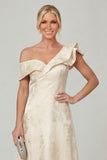 Olive A Line Off the Shoulder Floral Burnout Mother of the Bride Dress