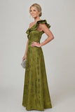 Olive A Line Off the Shoulder Floral Burnout Mother of the Bride Dress