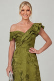 Olive A Line Off the Shoulder Floral Burnout Mother of the Bride Dress