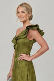 Olive A Line Off the Shoulder Floral Burnout Mother of the Bride Dress