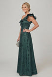Olive A Line Off the Shoulder Floral Burnout Mother of the Bride Dress