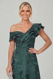 Olive A Line Off the Shoulder Floral Burnout Mother of the Bride Dress