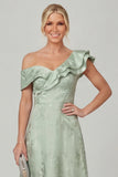 Olive A Line Off the Shoulder Floral Burnout Mother of the Bride Dress