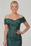 Olive Sheath Off the Shoulder Floral Long Mother of the Bride Dress with Slit