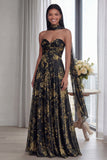 Strapless Sky Blue Ruched A Line Evening Dress