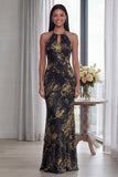 Halter Sky Blue Cut Out Mermaid Evening Dress