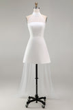 Simple High Neck White Registry Office Wedding Dress