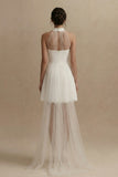 Simple High Neck White Registry Office Wedding Dress
