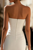 Strapless White Sheath Lace Engagement Dress