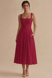 White A Line Corset Square Neck Midi Engagement Dress