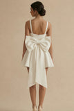 White A Line Square Neck Mini Dress with Bow