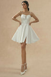 A Line Spaghetti Straps Keyhole Little White Dress