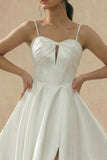A Line Spaghetti Straps Keyhole Little White Dress