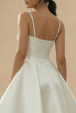 A Line Spaghetti Straps Keyhole Little White Dress