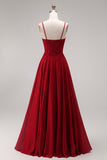 Burgundy Appliqued Beaded A Line Prom Dress with Cape