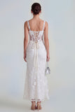 Floral Pink Corset Square Neck Sheath Midi Wedding Guest Dress