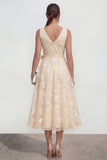 Lilac A Line V-Neck Floral Wedding Guest Dress with Bow
