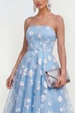 Strapless Corset Floral A Line Apricot Wedding Guest Dress