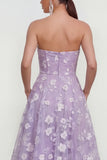 Strapless Corset Floral A Line Apricot Wedding Guest Dress