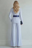 Light Blue Peak Lapel 2 Piece Women Suits with Sash
