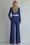 Light Blue Peak Lapel 2 Piece Women Suits with Sash