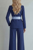 Light Blue Peak Lapel 2 Piece Women Suits with Sash