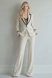 2 Piece Ivory Peak Lapel Slim Fit Women Suits