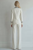 2 Piece Ivory Peak Lapel Slim Fit Women Suits