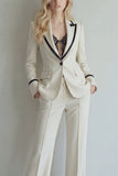 2 Piece Ivory Peak Lapel Slim Fit Women Suits