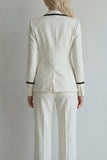 2 Piece Ivory Peak Lapel Slim Fit Women Suits