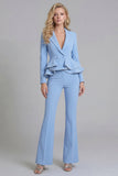 2 Piece Black Notched Lapel Women Suits with Ruffles