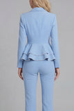 2 Piece Black Notched Lapel Women Suits with Ruffles