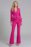 2 Piece Black Notched Lapel Women Suits with Ruffles