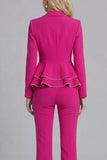 2 Piece Black Notched Lapel Women Suits with Ruffles