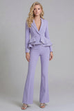 2 Piece Black Notched Lapel Women Suits with Ruffles