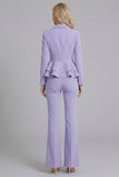 2 Piece Black Notched Lapel Women Suits with Ruffles