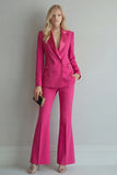 Blue 2 Piece Double Breasted Peak Lapel Work Suits