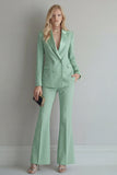 Blue 2 Piece Double Breasted Peak Lapel Work Suits
