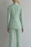 Blue 2 Piece Double Breasted Peak Lapel Work Suits